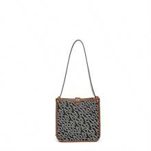 1pc 2025 New Women's Elegant Fashion Versatile Shoulder Diagonal Crossbody Bag, Letter Print Embossed Coffee Color Casual Patchwork Color Block Square Handbag, Suitable For Daily Commuting, Work, Shopping, Dating, Travel