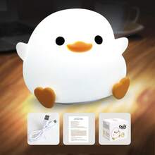 LED Night Light Cute Duck Cartoon Animals Silicone Lamp For Children Kid Touch Sensor Timing USB Rechargeable For Birthday Gifts - 1 - 查看 8