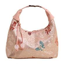 1 pieza Bolso de hombro cruzado de mujer con estampado animal, cierre con cremallera y estilizado bolso balde de gota de agua apto para uso casual y diario
