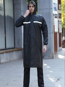 1 件加厚防水户外徒步雨衣，男女通用黑色四季连帽雨衣，防风 EVA 雨披雨衣，适合露营、骑行、旅行