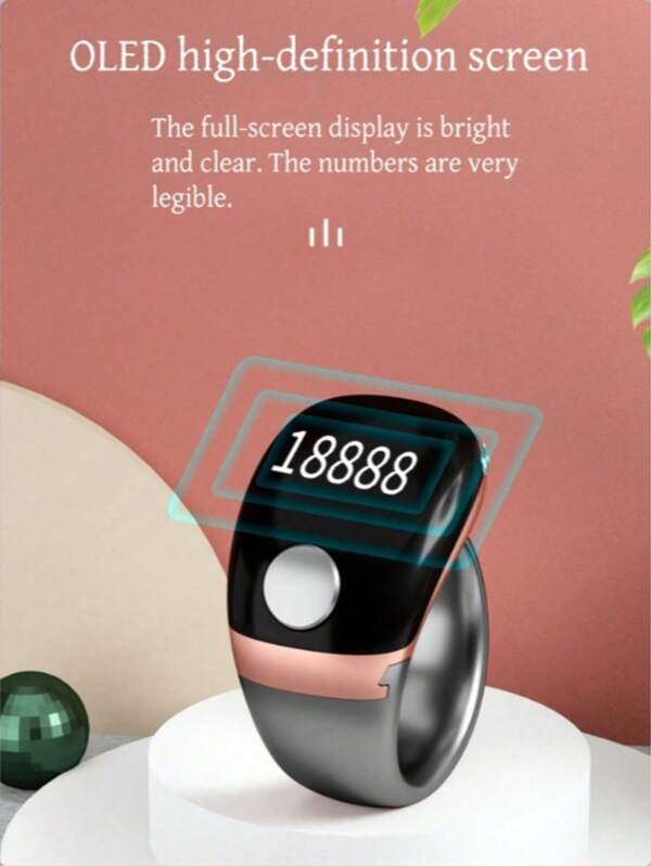 1pc Smart Ring Multi-Function Electronic Counter, OLED HD Screen, Full Screen Bright And Clear Display, Easy To Read Digital, Portable