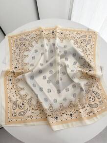 1 pièce Carré de 70*70cm Foulard en satin imprimé pour femmes, bandana, écharpe, bande de cheveux, châle, foulard, hijab