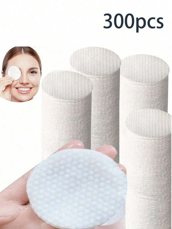 300 Oval Shaped Cleaning Pads, Suitable For Facial Use, High-Quality Makeup Remover Pads, Anti Allergic Circular Pads, Suitable For All Skin Types, Disposable Beauty Cleaning Pads, Non-Woven Facial Cleaning Pads