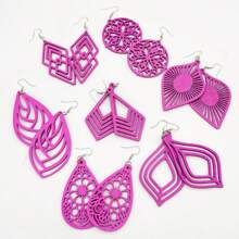 Set de 7 pares de aretes de madera con borlas en estilo bohemio, adecuados para fiestas, salidas y uso diario, primavera/verano, regalo para mujeres