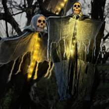 1pc Halloween Skeleton Head Gauze Prop, Horror HangingGhost Party Decor Pendant, Suitable For Outdoor HangingIndoor Decor, Horror Theme Party Decoration, BackgroundDecor,Placement, Yard Decoration