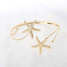 1pc Fashionable Minimalist Starfish Open Bangle Bracelet, Suitable For Women To Wear To Parties And Banquets