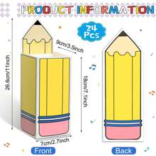 3pcs/6pcs/12pcs Pencil Shaped Candy Boxes Popcorn Box Pencil Gift Bags Snack Paper Containers For Graduation Back To S Chool Classroom Decoration
