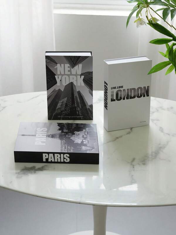 1pc/3pcs Fashionable Folding Faux Book Decor, Luxury Modern Designer Fake Decorative Books For Home, Ideal For Living Room, Tabletop, Wall Decoration, Suitable For Various Scenes(Room/Living Room/Table/TV Stand/Lobby/Bookshelf/Office Desk/Cabinet/Store/Workspace/Show Flat), Deluxe Desk Faux Book Decor Set, Stylish Designer Fake Book Storage Box English Props