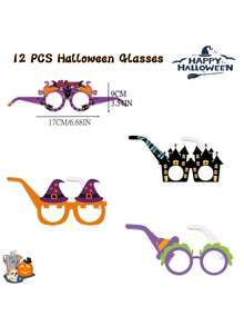 12pcs-Halloween Glasses Halloween Eyeglasses Paper Party Eyeglasses Halloween Photo Booth Props For Party Favors,Halloween Paper EyeGlasses, Funny Glasses Ghost Bat Spider Eyeball Novelty Eyeglasses For Halloween Party Favors Cosplay Accessories Supplies Decoration,Halloween Party Supplies Paper Glasses Halloween Themed Funny Dress-Up Props