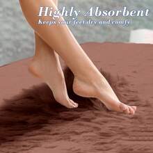 3Pcs Plush Fabric Bathroom Rugs Set, Multi Purpose Modern Style Bath Mats Set - Comfortable Soft Toilet Carpet, Non-Slip, Fast Absorbent, Machine Washable, Shower Rug Perfect For Bedroom Decor, Tub, Toilet Floor, Shower Room - Brown - View 5