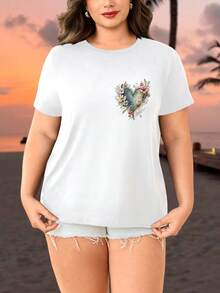 Custom Plus Size Women's T-Shirts With Photo Prints On Front And Back, Personalized White Short-Sleeved Shirts Summer - White - View 3