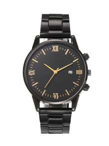 1pc Men's Fashion And Leisure Stainless Steel Strap Quartz Watch - Multi Functional And Versatile Business Waterproof Simple Watch With Calendar