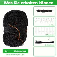 236.22 X 118.11 Inches Reinforced Steel Wire Balcony Cat Net, UV-Resistant & Weather-Proof Black Window Cat Protection Netting