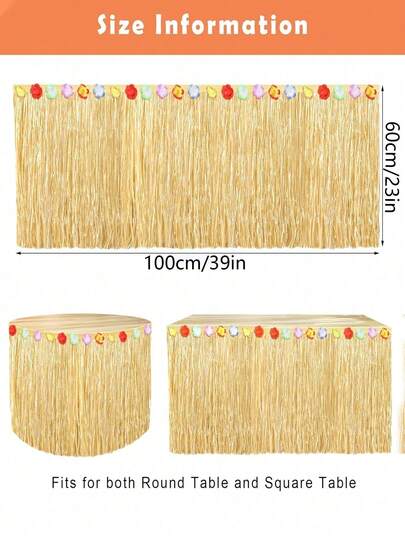Multiple Sizes Colors Fovths Luau Straw Table Skirt Natural Hawaiian Table Skirt For Tropical Hawaiian Party Decoration Luau Party Dress Party, Straw Green Yellow "Colors Shipped Randomly."