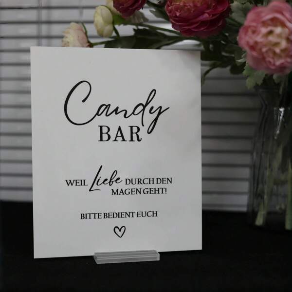 (Deutsch) Candy Bar Schild, Dessert Tisch Schild, Dessert Tisch Dekorationen & Hochzeitsdekoration für Bridal-Shower und Hochzeitsempfang, weißes, einfaches Acrylschild