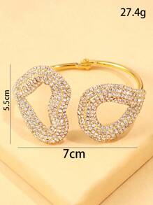 1pc New Exaggerated Fully Studded Heart Shape Openable Bracelet, Fashionable Street Snap Accessory