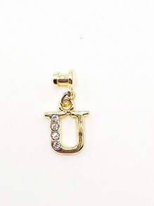 1pc Diamond Encrusted 26 English Letter Charm, Suitable For Silicone Watch Band Decoration
