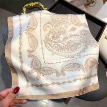 1 pieza Pañuelo ligero de 27.56 pulgadas con estampado de flor de anacardo, adecuado para primavera y verano