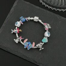 bandai Disney Anime Lilo And Stitch Bracelet Cute Cartoon Stitch Beads Hand Chain For Women Girls DIY Bangle Jewelry Accessories