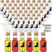 42/1pc 25ML-50ML Mini Wedding Liquor Bottles,Beverage Dispensing Bottle,Clear Plastic Bottles,With Golden,Rose,Black And Silvery Screw Caps,For Juice, Smoothies,Perfect For Kitchen, Picnic Essentials,Birthday Party,Wedding Gifts,Camping,Christmas Party.
