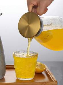1pc 1L/1.5L/2L Acrylic/PC Water Pitcher With Lid, Stainless Steel Gold-Colored Cap, Beverage Container And Storage, Suitable For Hot Or Cold Drinks. Refrigerator Water Pitcher, Juice Container, Water Jug, Iced Tea Pitcher Or Milk Jug Back To School - Multicolor - View 5