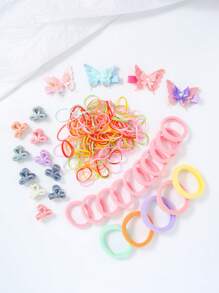 100pcs Hair Accessories Set Including Hair Clips, Hair Scrunchies, Glitter Butterfly Hair Clips And Hair Ties, Sweet And Cute Hair Decorations