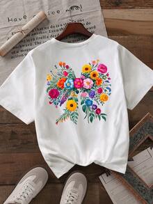 女士休闲短袖圆领 T 恤 - 白色 - 查看 3