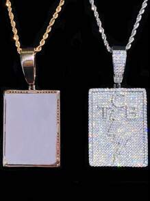 DUBSS 1 Pieza Colgante de Collar de Hombre Plateado en Oro Estilo Hip Hop con Efecto Brillante