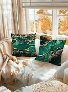 4pcs Couch Throw Pillow Covers Emerald And Green Decorative Pillow Covers Farmhouse Square Soft Pillow Covers For Home Decor Living Room Couch Sofa Bedroom Car Pillowcases