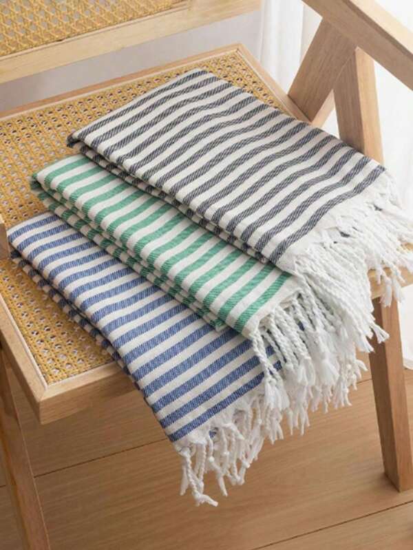 1 Pieza Toalla Turca, Toalla de Playa, Toalla de Baño, Peshtemal a Rayas, Toalla con Flecos, de Secado Rápido, Ligera y Absorbente, Ideal para Verano, Vacaciones, Playa, Spa, Viajes, Regalos para Adultos, Hombres, Mujeres