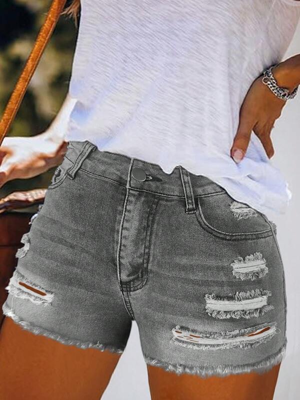 Zomer dames gescheurde denim shorts sexy gescheurde casual straat shorts met versleten zoom