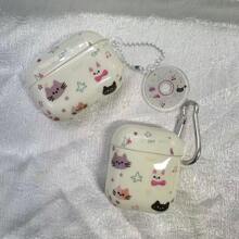 Compatible With AirPods Pro Earphone Protective Case, Graffiti Star & Cat Design Earphone Cover For Apple AirPods 1/2, With Pendant, Suitable For AirPods 3 Bluetooth Earphone, Women