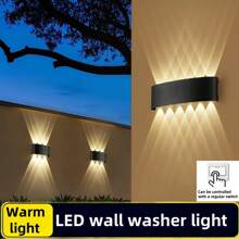 2 Pieces, Modern LED Wall Lights, Outdoor Wall Wash Lights, Staircase Wall Lights, Warm Light Dual Head Wall Lights, AC110-220V, Semi Embedded Installation, Suitable For Courtyards, Villas, Hotels, Corridors, Balconies, Stairs, Indoor And Outdoor Lighting Wall Lights
