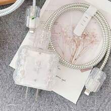 5 件花朵/蝴蝶数据线保护器 20W 快速充电器适用于 14 13 12 11，送给朋友的最佳礼物