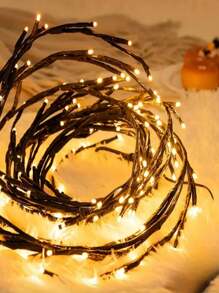 1 pieza Lámpara de rama artificial de 1,8 m/5,9 pies, lámpara de rama de sauce suave y flexible, alimentada por USB con 8 modos, 96 LED/144 LED, adecuada para decoración interior de sala de estar y dormitorio, iluminación ambiente interior, fiestas, reuniones, regalos de cumpleaños, iluminación decorativa de Halloween y Navidad