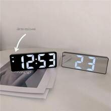 1 pieza Reloj despertador de espejo LED con pantalla digital, función de repetición, luz nocturna, reloj de escritorio electrónico USB para decoración del hogar, muebles, dormitorio, oficina, escritorio, regreso a clases, decoración de , decoración de dormitorio, decoración escolar, sorpresa escolar, útiles escolares