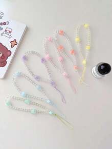 قلادة/حزام هاتف أكريليك ملون ذو رباعي أوراق البرسيم الحبات، متعدد الاستخدامات