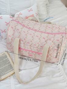 1Pc Pink Floral And Strip Pattern Duffel Bag With Large Capacity, Lightweight Travel Bag With Cute Prints - Perfect For Overnight Trips, Sports And Everyday Use.Travel Luggage Bag Women Gym Bag With Wet Bag Women Carry On Weekender Bag Gym Bag For Going Out, Short Trip, Fitness, Sports, Traveling Travel Accessories Travel Outfit Airport Travel Stuff Clothes Luggage Bag Christmas Gift Ideas - 粉色 - 查看 12