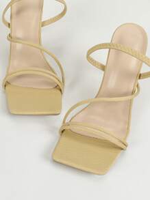 Women's Yellow Square Toe High Heel Sandals, Sexy Party Minimalistic Style, Comfortable And Tall High Heels