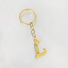 1 pièce Porte-clés pendentif en métal avec 26 lettres strass, style coréen minimaliste. Porte-clés de voiture, accessoire de sac à la mode, petit cadeau, cadeau pour elle, cadeau pour femme