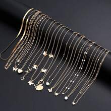 Conjunto de collares apilables simples para mujer, collares con colgante de mariposa, corazón, estrella, perla y Luna, joyería Bohemia, regalos 2025 U3GJ - 6340402HB - Ver 4