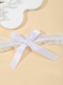 1pc White Lace Elastic Leg Chain, Elegant Butterfly Decor Thigh Chain, Bridal Wedding Garter