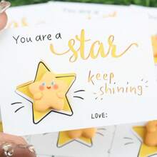 10pcs Cute Pink Resin Star 'You Are A Star' Card With Resin Star Statue - Perfect Charm For Family And Friends, Ideal Teacher'S Day, Thanksgiving, And Good Luck Gifts, Good Luck Charm | Whimsical Star Design | Resin Crafted Star, Star Stardust