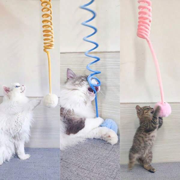Hangende veer pluche konijnenbal katten speelgoed, vermakelijk en grappig zelfspelend katten speelgoed
