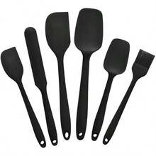 Silicone Spatula Set, 6-Piece Silicone Pastry Scraper Set - Large & Small T-Spatulas, Scrapers, Oil Brush, Long Scraper - Non-Stick, Heat Resistant, Dishwasher Friendly - Multicolor - View 1