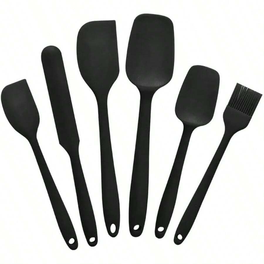 Silicone Spatula Set, 6-Piece Silicone Pastry Scraper Set - Large & Small T-Spatulas, Scrapers, Oil Brush, Long Scraper - Non-Stick, Heat Resistant, Dishwasher Friendly - Multicolor - View 1