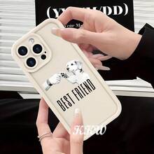 [Teléfono] Funda con diseño de perro y su dueño, textura esmerilada, tacto suave, ideal para parejas, compatible con phone 11, 12, 13, 14, 15, ProMax, XS, XR, X, 8 Plus, SE, 2022 y 13. Estilo universal para parejas, padres, novios, hombres o mujeres Mujer - Blanco marfil - Ver 3