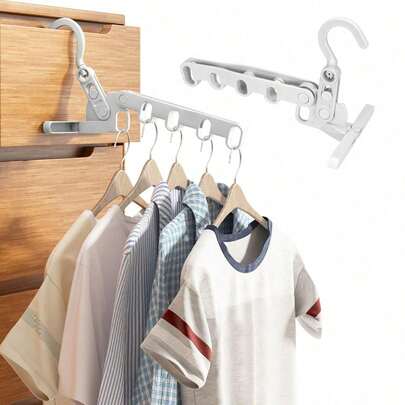 5 孔折叠式晾衣架，4 个装室内折叠衣架，便携式旅行烘干机，适合户外露营，节省空间，适合酒店、公寓和家庭的衣柜整理器