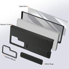 VIETAO Fashionable Camera Grip Phone Case, Compatible With Samsung Galaxy Z Fold 4 5 6 7, Portable Wrist Strap Phone Cover, Waterproof Shockproof Anti-Drop Anti-Scratch - Black - View 6