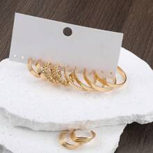 1 Set Of 6 Pairs Fashionable Women's Earring Set, Zinc Alloy Material With Stainless Steel Posts, No Plating, Hypoallergenic, Suitable For Daily Wear And Vacation, Jewelry Set Designed Specifically For Women